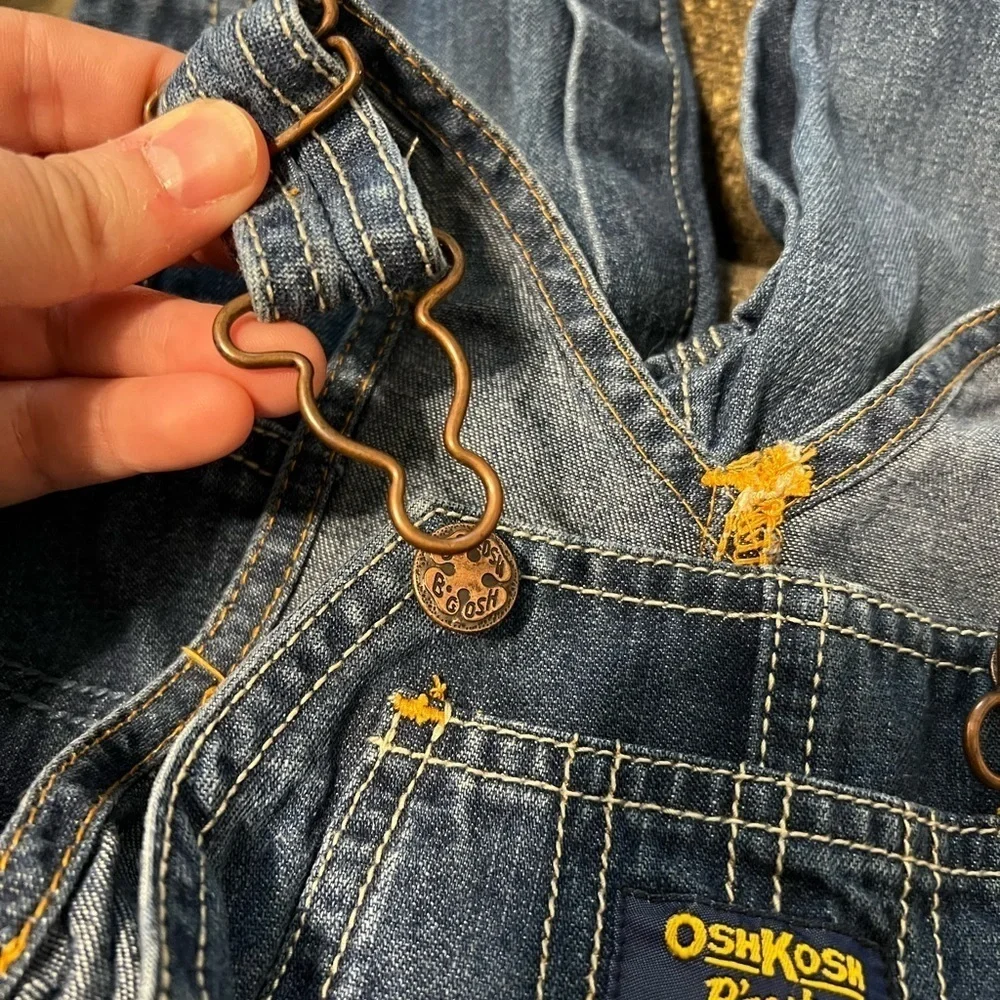Vintage Oshkosh B'Gosh Baby Boy Size 6 Mth Blue Jean Carpenter Overalls Vestbak